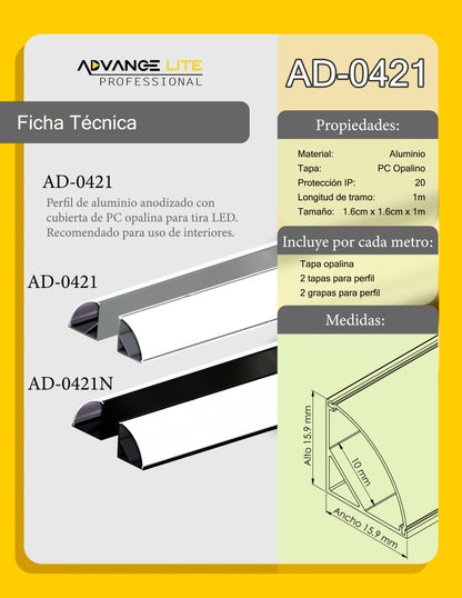Perfil de Aluminio AD-0421
