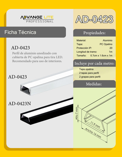 Perfil de Aluminio AD-0423